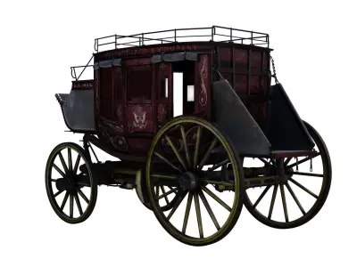 Abbott Downing Stage Coach Horse Carriage 3D model