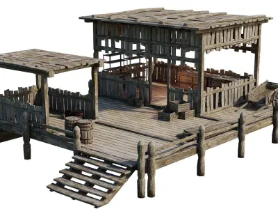 Old Wooden Storage Building 4K Textures GameReady 81 Low-poly 3D model