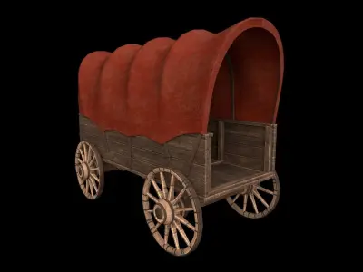 Wooden Wagon - PBR - Textured Low-poly 3D model