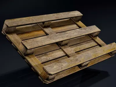 Old Wooden Euro Pallet Low-poly 3D model