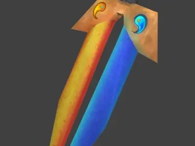 fantastic sword  fire and ice Free low-poly 3D model
