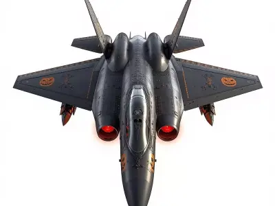 Halloween Interceptor Jet 3D Model Spooky Air Superiority Low-poly 3D model