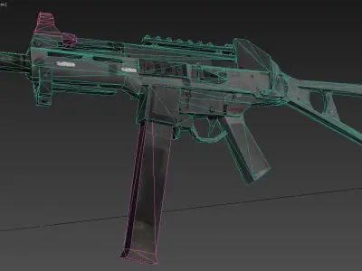 Submachine Gun Low-poly 3D model shop