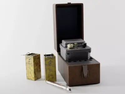 Dosimeter cold war ZD5 DP24 DKP50A and Galvanic element batarey Low-poly 3D model