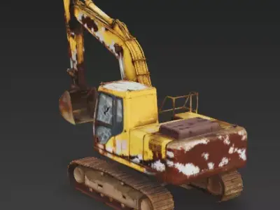 Derelict Old Crawler Excavator 3D Model Low-poly 3D model
