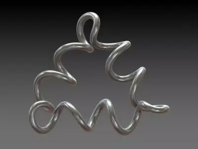 tri-spring silver letter m Free 3D model