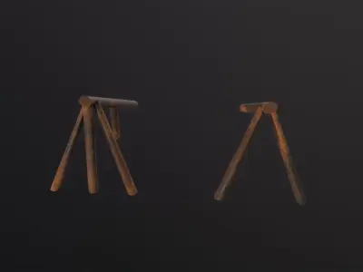 Log Ramps Obstacles WWII 3D Model Low-poly 3D model