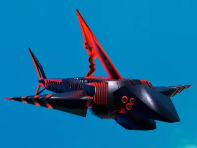 robot shark Low-poly 3D model