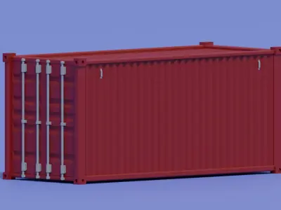 Cartoon Cargo Container Low-poly 3D model