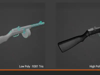 Ppsh-41 Gun Low-poly 3D model