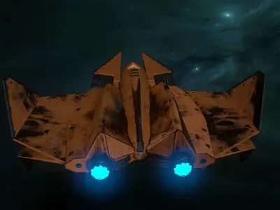 3D Orange Spaceship Low-poly Low-poly 3D model