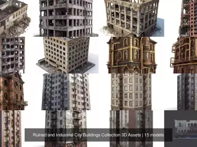Ruined and Industrial City Buildings Collection 3D Assets 3D Model Pack