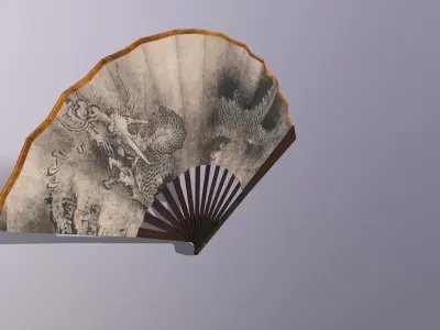 Folding fan Low-poly 3D model get