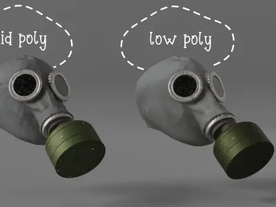 Photorealistic Gas Mask - Wearing State Low-poly 3D model