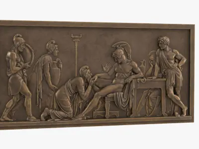 Bronze Relief Priam Pleads Achilles 3D model
