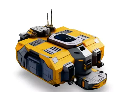 Scifi Cargo Shuttle Yellow Variant Low-poly 3D model