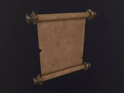 Old Paper Scroll 3D Model Low-poly 3D model