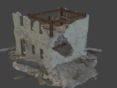 destroyed building Low-poly 3D model