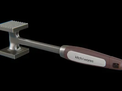 Meat Hammer Kitchnwares with brown rubber handle Low-poly 3D model