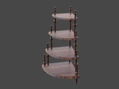 Wooden Corner Stand Shelf Low-poly 3D model