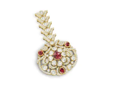 antique kundan  brooche  for woman with all render details 3D print model