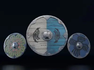 Viking Shield Low-poly 3D model 19