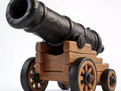 Stylized Pirate Cannon 3D Model Low-poly 3D model