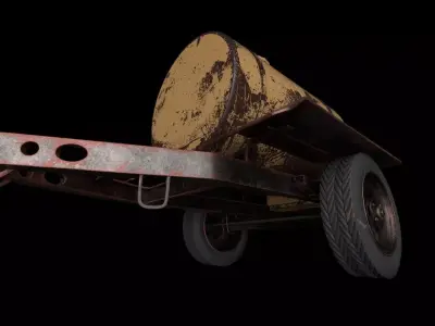 Rusty Old Tanker Trailer - Low Poly Game Ready Low-poly 3D model