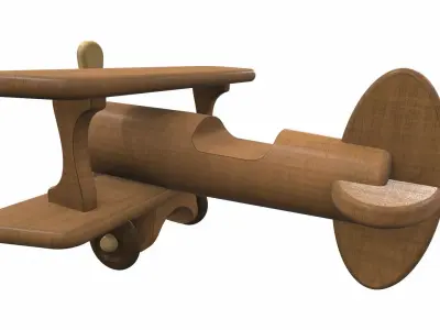Wooden airplane toy 2 Free 3D model