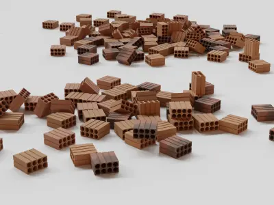 8 Holes Brick Low-poly 3D model