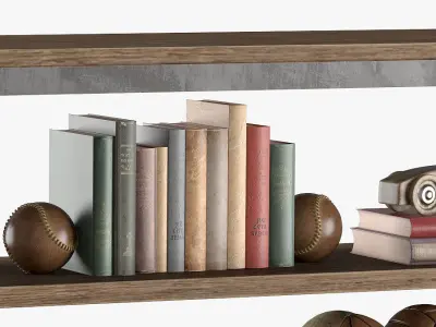 French Library Low Shelving 3D model