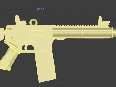 AR Rifle Pendant Gold Silver Platinum Luxury Jewelry  3D print model