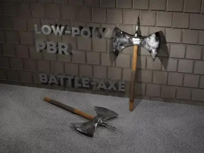 Battle axe Low-poly 3D model 24