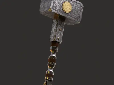 Hand Forged Viking Hammer Low-poly 3D model