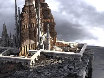 Sci fi Tower Palace future 3D model