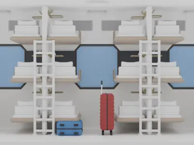 Cartoon Sleeper Train Interior 3D model