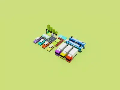 Crossy Road Game Voxel Assets 3D model