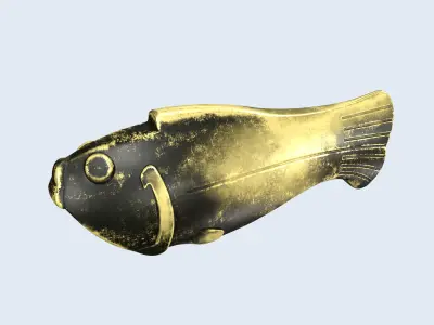 Vintage antique bronze gold fish for visualization and printing Low-poly 3D model