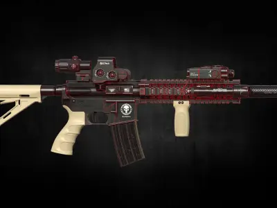 M4 Assault rifle low poly Game ready model Low-poly 3D model