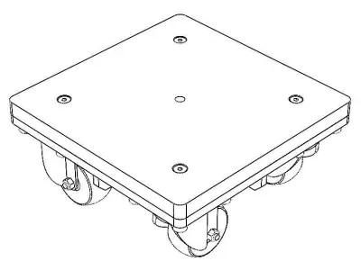 4-Wheel Platform Dolly without Handle 3D model