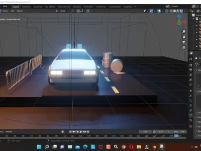 Delorean 3d Model render in blender Low-poly 3D model