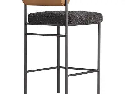 Half bar stool Balla beige By Stool Group 3D model