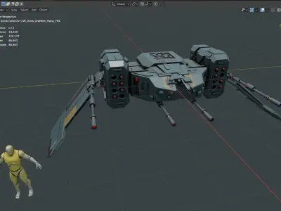 Sci-Fi Heavy Drone Low-poly 3D model