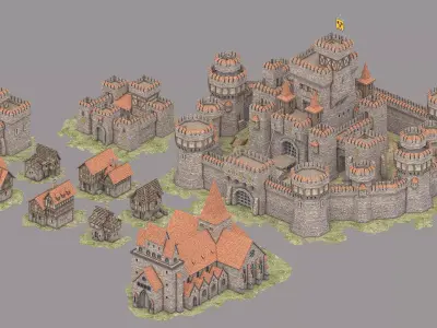 Medieval buildings 3D model