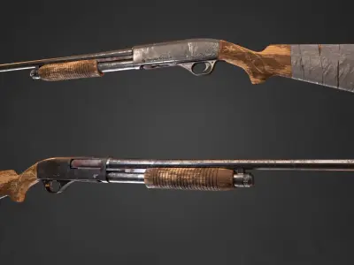 Shotgun Remington Model 31 in 3 types Free low-poly 3D model