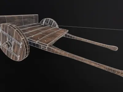 Medieval Wooden Cart Low-poly 3D model shop