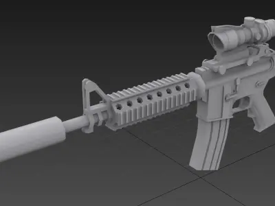 M4 carbine Low-poly 3D model 4