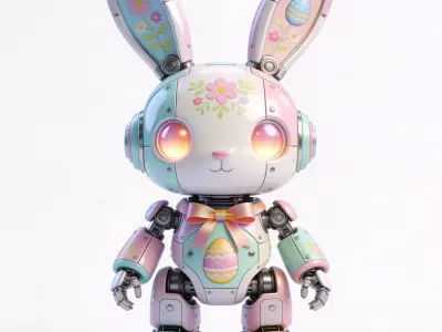 MECHANICAL EASTER BUNNY ROBOT 3D MODEL V02 Low-poly 3D model