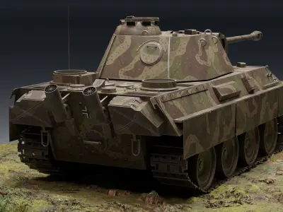 Panzerkampfwagen V Panther G with texture pack GameReady Low-poly 3D model