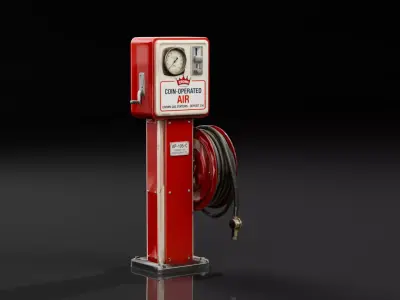 Vintage Gas Station Air Pump Low-poly 3D model
